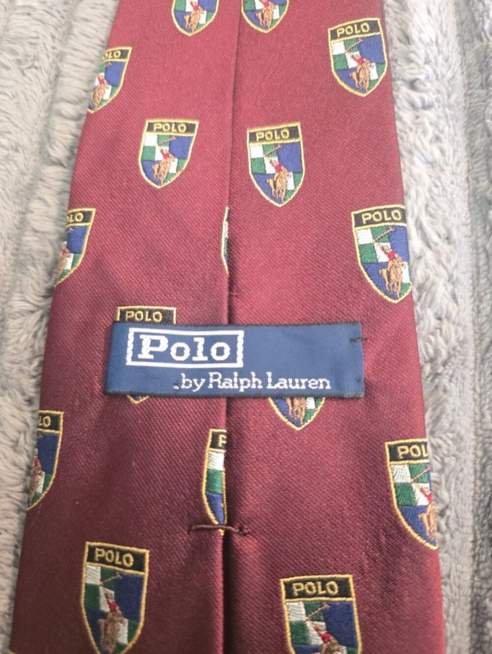 Vintage 1990s Polo Ralph Lauren Crest Logo Silk Handmade Tie